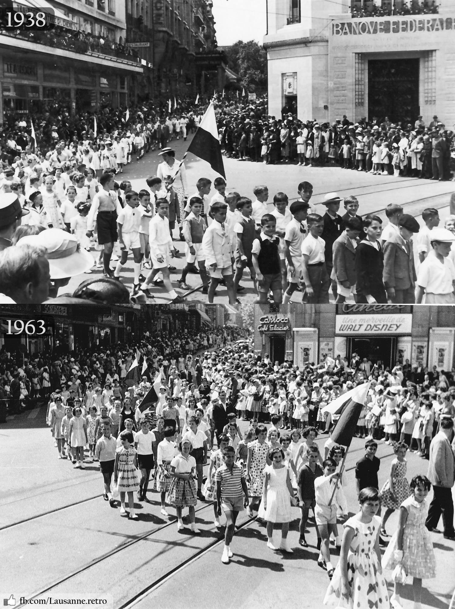 Photos d'archives de la fête du Bois. Fête scolaire Lausannoise.